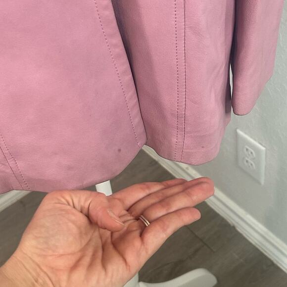90 Y2K blazer- leathered - light dusty pink- rose- missing size tag- some spots2 - Picture 12 of 16